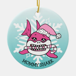 Personlig Mamma Shark and Snowflake Julgransprydnad Keramik