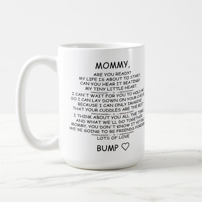 Personlig Mamma som ska komma från Baby-klump Kaffemugg (Vänster)