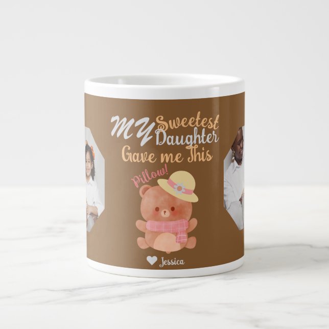 Personlig Mamma & Sötaste dotterfoto Namn Jumbo Mugg (Framsidan)