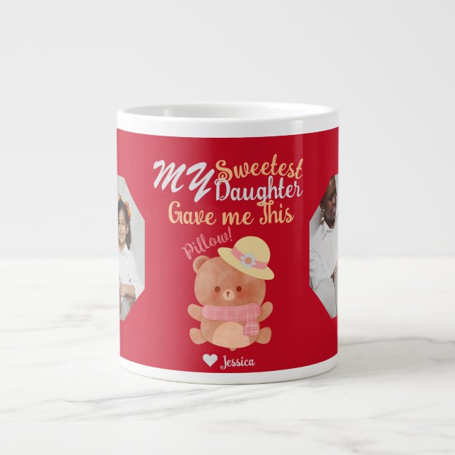 Personlig Mamma & Sötaste dotterfoto Namn Jumbo Mugg (Framsidan)