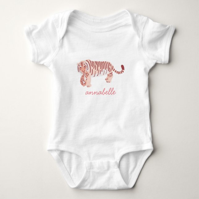 Personlig Mamma Tiger & Unge Girl Girl Baby Bodyko T Shirt (Framsida)
