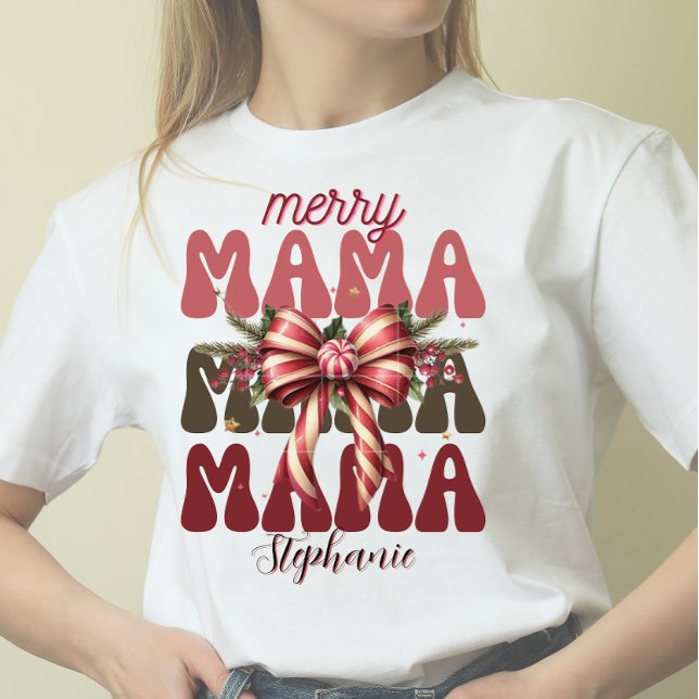 Personlig: mammans reflekterande julbåge t shirt (Skapare uppladdad)