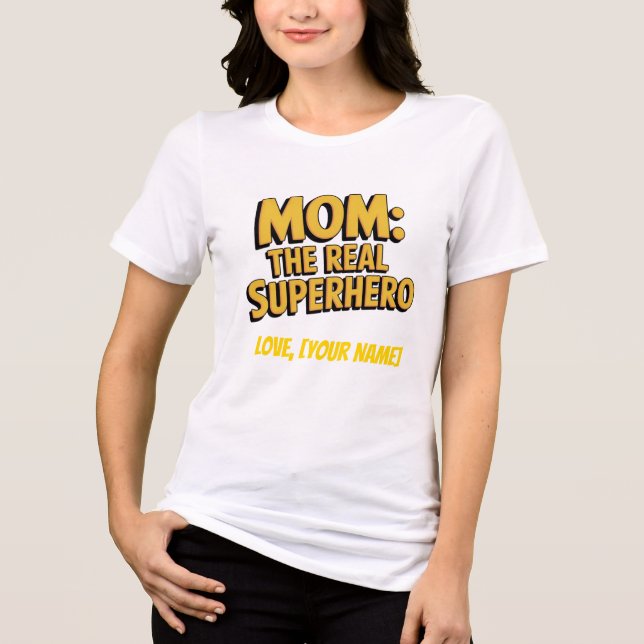 Personlig Mammas Den Riktiga Superhjälten mors dag T Shirt (Framsida)