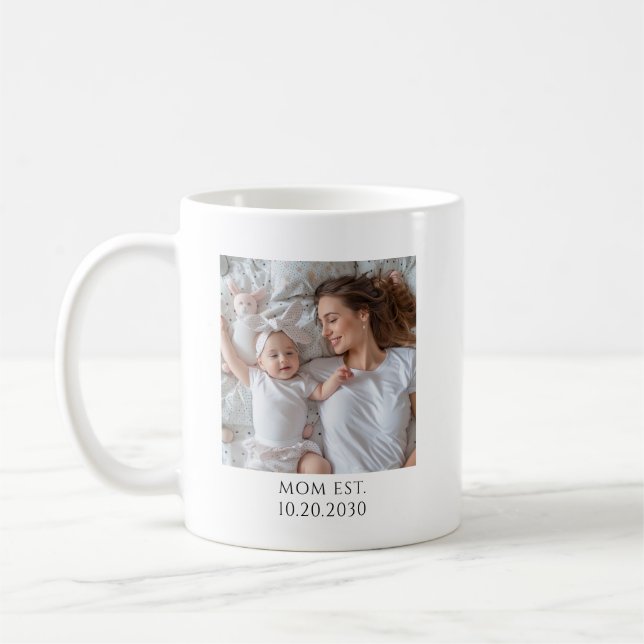 Personlig Mammas Första Dag Kaffemugg (Vänster)