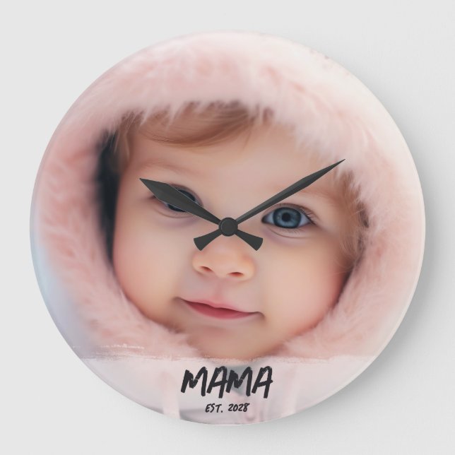 Personlig Mammas Första Fotopresent Stor Klocka (Framsida)