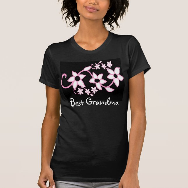 Personlig Mammas Mormors Vackra Blommor T-Shirt (Framsida)