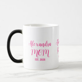 Personlig mammas namn etablerat rosa skript magisk mugg