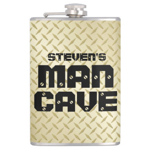 Personlig Man Cave-kolv med Guld Gå plåt Fickplunta