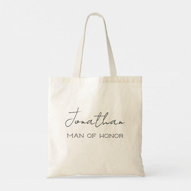 Personlig Man of Honor Tote Bag Tygkasse (Baksida)