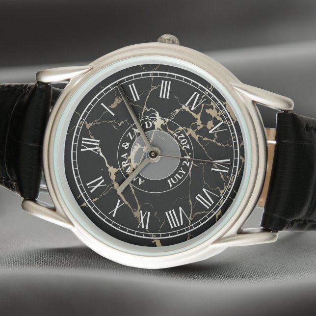 Personlig Manar Classic Watch. Mörk Marble-look Armbandsur (Skapare uppladdad)