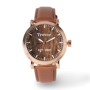 Personlig manar, träklocka armbandsur