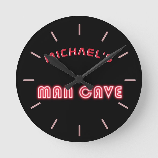 Personlig Mancave Pub Den Manar Endast Neon Clock Rund Klocka (Framsida)