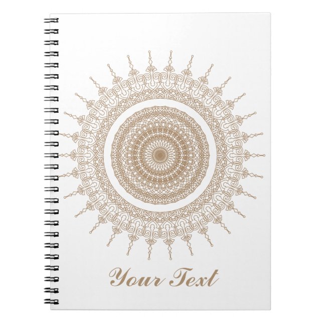 Personlig Mandala Bohemian White Boho Anteckningsbok (Framsidan)