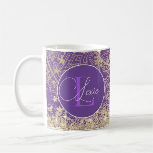 Personlig Mandala med Guld Stars Monogram Kaffemugg