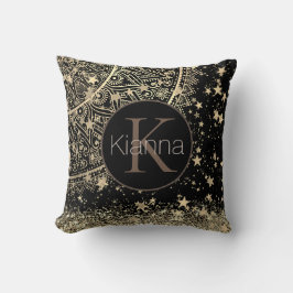Personlig Mandala med Guld Stars Monogram Kudde