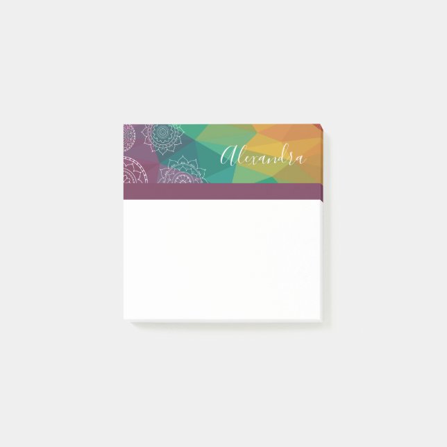 Personlig mandala-regnbågsuppställningen noterar post-it block (Framsida)