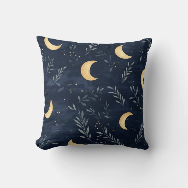Personlig Måne och Löv Dekorativ kudde (Framsida)