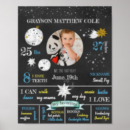 Personlig Måne och Stars Birthday Poster