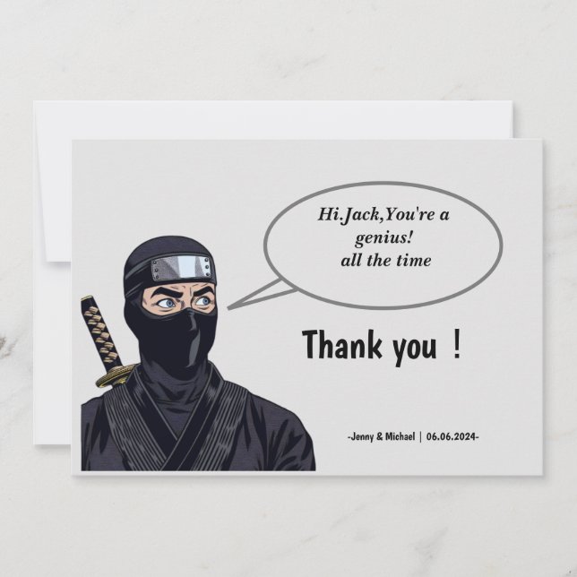 Personlig Manga Tecknad Ninja - tackkort Tack Kort (Framsida)