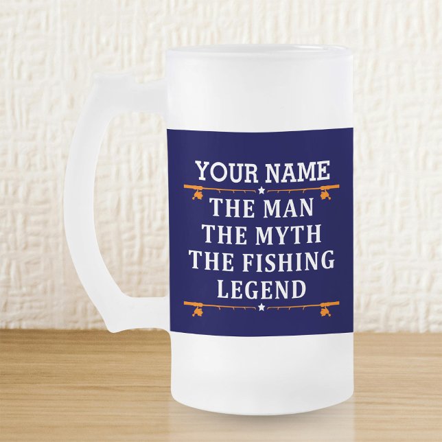 Personlig mannen myten fiskeledningen frostat ölglas (Skapare uppladdad)
