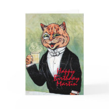 Personlig Man's Louis Wain Cat Birthday Card