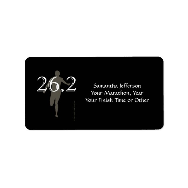 Personlig Marathon Springer 26.2 Keepsaké Black Adressetikett (Framsidan)