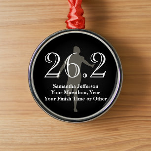 Personlig Marathon Springer 26.2 Kortsaksmedal Julgransprydnad Metall