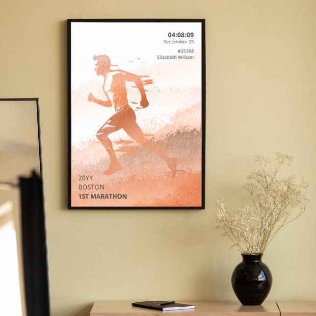 Personlig Marathon Tävling Springer Gift Poster (Personalized Marathon Race Runner Gift Poster)