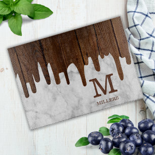 Personlig Marble and Wood Family Namn Monogram