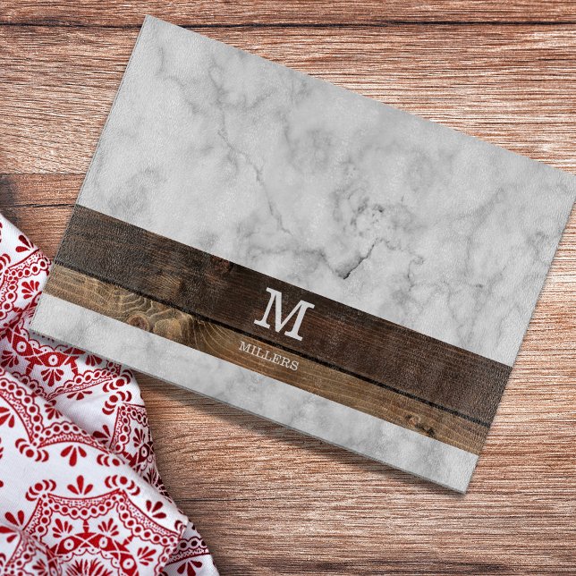 Personlig Marble and Wood Monogram Initial (Skapare uppladdad)