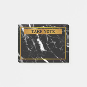 Personlig Marble Anteckning med guld gräns Post-it Block