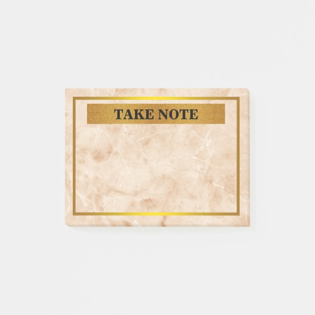 Personlig Marble Anteckning med guld gräns Post-it Block (Framsida)
