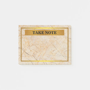 Personlig Marble Anteckning med guld gräns Post-it Block