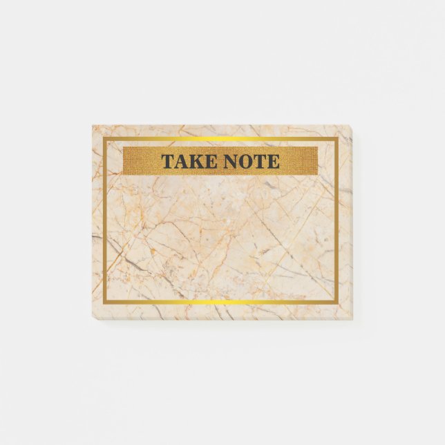 Personlig Marble Anteckning med guld gräns Post-it Block (Framsida)