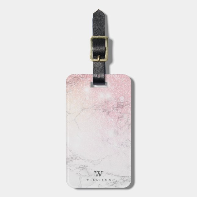 Personlig Marble med glitter-uppgifter Bagagebricka (Vertikal Framsida)