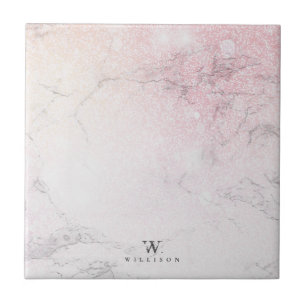 Personlig Marble ro Glitter Kakelplatta