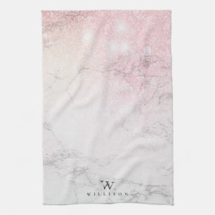 Personlig Marble ro Glitter Kökshandduk