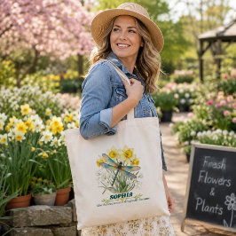 Personlig March Födelsedagsblomma Iris Trollslända Tygkasse