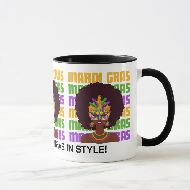 Personlig MARDI GRAS Afro Queen Mugg (Höger)