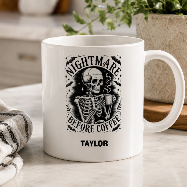 Personlig Mardröm före kaffet Skelett Kaffemugg (Skapare uppladdad)