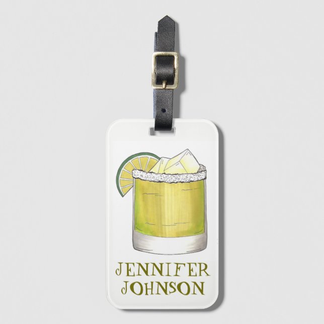 Personlig Margarita Cocktail Foodie Mixed Drink Bagagebricka (Framsida vertikal)
