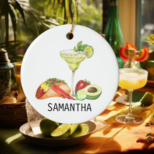 Personlig Margarita Mexikansk Mat Taco Älskare Julgransprydnad Keramik