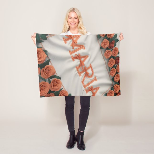 Personlig Maria Fleece Blanket med Orange Ro (På plats)