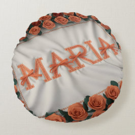 Personlig Maria med Orange Ro Rund Kudde