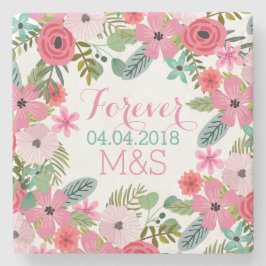 Personlig marmorsten underlägg Blommigt bröllop