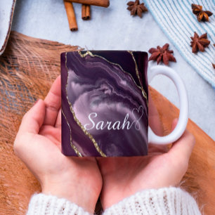 Personlig Maroon &Guld Marble Coffee Mugg