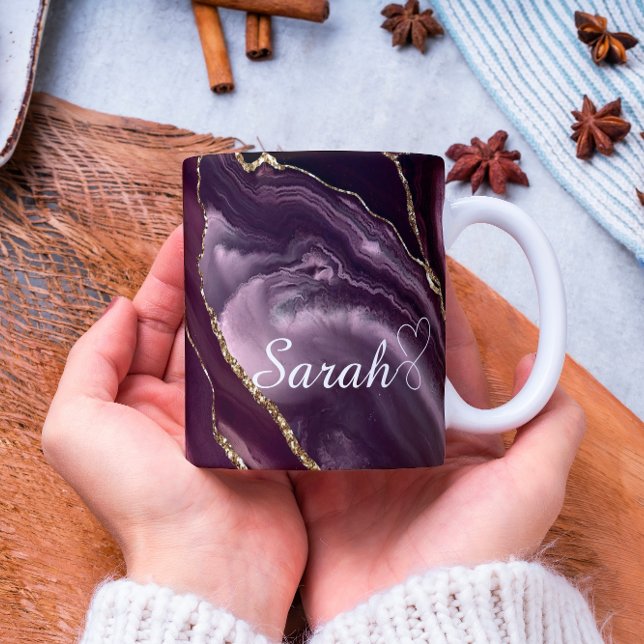 Personlig Maroon &Guld Marble Coffee Mugg (Skapare uppladdad)