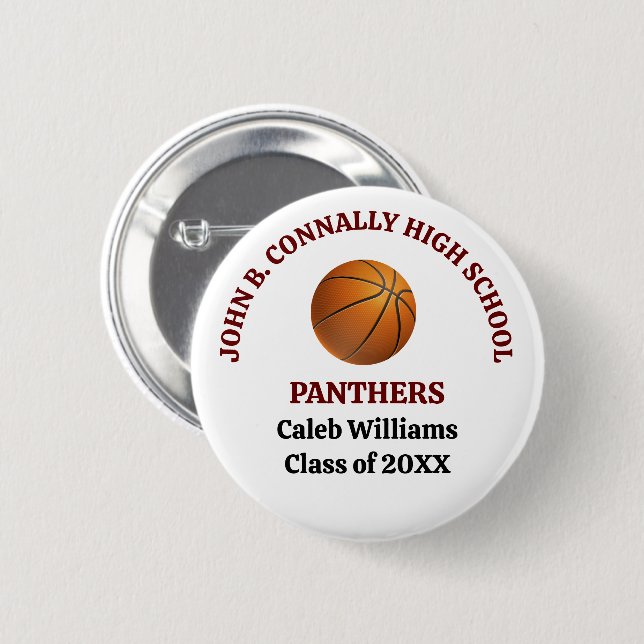 Personlig Maroon High School-basketspelare Knapp (Framsida & baksida)