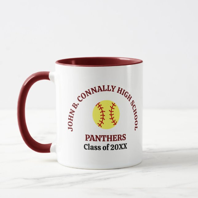 Personlig Maroon High School Softbollspelare Mugg (Vänster)
