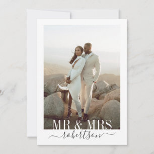 Personlig Married Namn Bröllop Photo Tack Kort